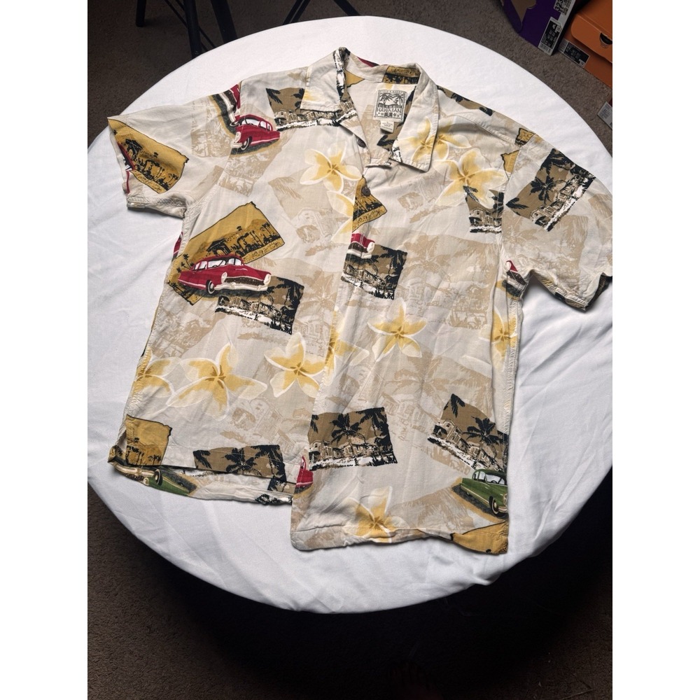 Steve & Barry's Men's Classic Hawaiian Rayon Short Sleeve Shirt Beige S